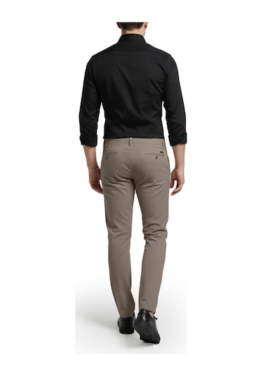 Deepsea Erkek Bej Likralı Gofre Kumaş Beli Lastikli İpli Slim Fit Günlük Pantolon 2600650 Bej