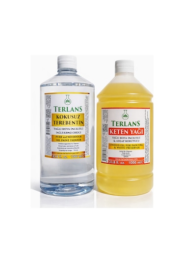 Terlans Kokusuz Terebentin ve Resim Yağı Keten Yağı 2 X 1000 Ml