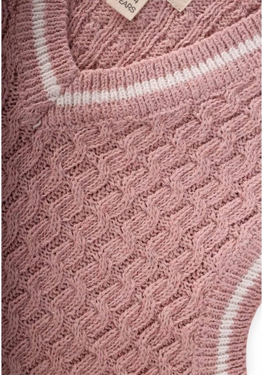 Saş Örgü Triko Süeter 3-9 Yaş Pudra Pembe Pudra
