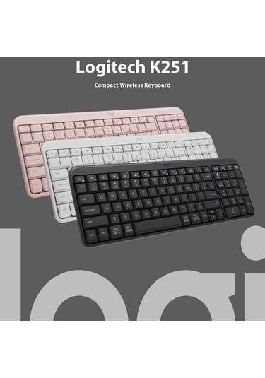Logitech K251 Kâşığız Bluetooth Klavye, İş Laptopu Ofis Kullanımı Beyaz