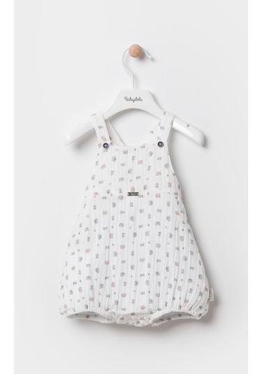 Baskılı Basic Tshirt Tulum Salopet 2'li Takım Ekru 12845 001