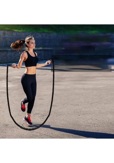 Profesyonel Atlama İpi, Sayılabilir, Ayarlanabilir Uzunluk, 25/2,8 Mm, Güç Antrenmanı, Kaymaz Saplar, Polyester, Siyah