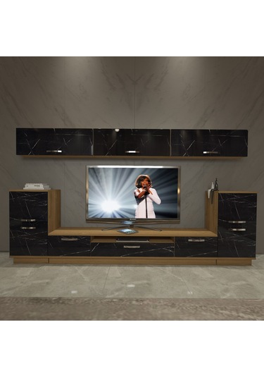 Decoraktiv Trendstyle 9 Mdf Tv Ünitesi Tv Sehpası Pera - Siyah Mermer