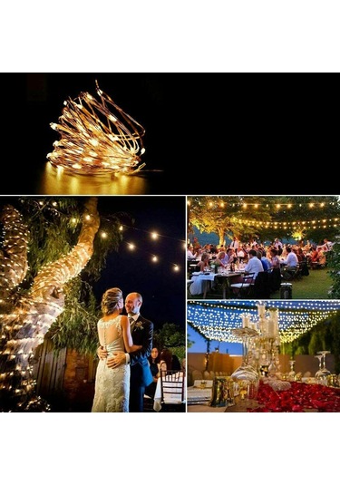 Yunboo Güneş Enerjili Bahçe Dekorasyon Işık Zinciri Yeşil 10m 100 Led 8 Fonksiyon Ip65 Su Geçirmez Otomatik Aç-kapat Ni-mh Pil 600mah Yeşil