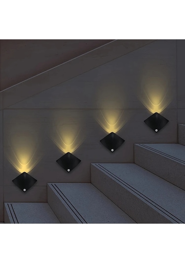 Oldfriend 1 Adet Modern Hareket Sensörlü Beyaz Duvarl Lambası Ayarlanabilir Aydınlatma Pil İle Çalışan Beyaz Işık