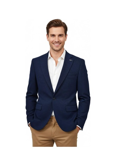Erkek Tek Spor Ceket Çift Yırtmaçlı Bgl-st04982 Lacivert