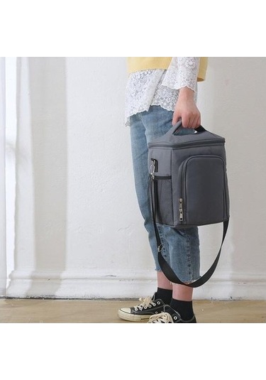 Su Geçirmez Termal Yalıtımlı Seyahat Çantası, Oxford Kumaş Öğle Yemeği Taşıma Çantası, Isı Koruyucu Taşınabilir Beslenme Çantası, Crossbody Tote Organizer Gri