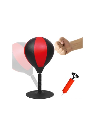 Konesam Ofis Stres Çözücü Pu Deri Masaüstü Savaş Topu - Geri Tepki Yaylı Süngerli Egzersiz Aleti