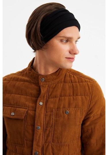 Erkek 4 Fonksiyonlu Koruyucu Pamuklu, Esnek, Terletmez, Bandana, Boyunluk, Maske - Tek Ebat / Siyah Siyah