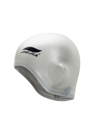 Geeksen Gri Silikon Yüzme Şapka 3d Kulak Koruyucu + Burun Klembi + Kulak Tıkacı - Temizliği Kolay, Hızlı Kuruyan Gri