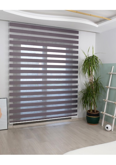 İncilifehome İcl510 Düz Kumaş Zebra Stor Perde Antrasit Alüminyum Kasalı Antrasit