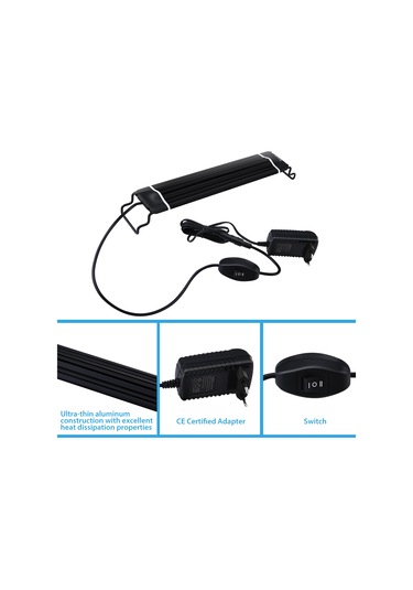 Vkemall 12w Akvaryum Işığı Avrupa Standartı - 28-45cm Akvaryumlar İçin Genişletilebilir, 2 Aydınlatma Modu Mavi+beyaz/mavi+kırmızı , 120 Derece Aydınlatma Açısı