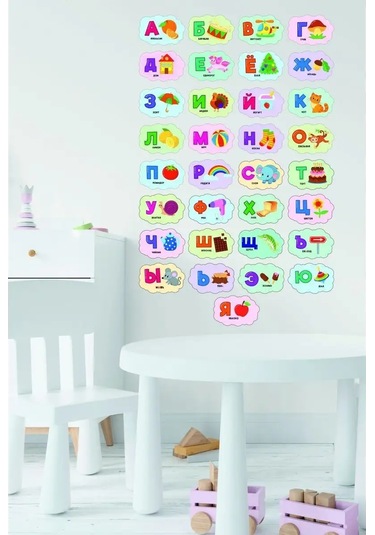 Sprintfox Çocuklar İçin Rusça Alfabe Duvar Çıkartmaları 144500297 Kırmızı