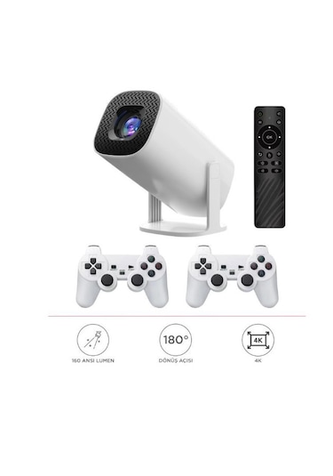 Torima P30 Max Mini Retro Video Konsolu Android Akıllı Projektör Beyaz