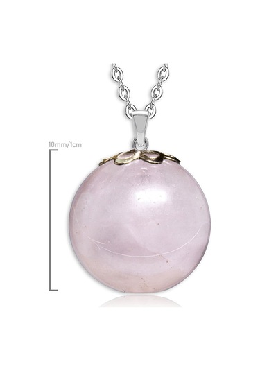 Erilsa Sertifikalı Yuvarlak Doğal Pembe Kuvars Taşı Kolye Çok Renkli