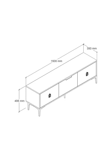 3501 Neva Tv Ünitesi 150 Cm Kapaklı Sepet - Beyaz - Antrasit Tv Sehpası Sepet-beyaz-antrasit
