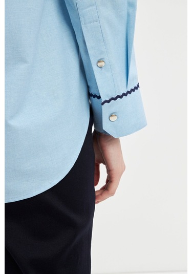 Stella Pulvis Mavi Su Taşlı Oxford Gömlek Mavi