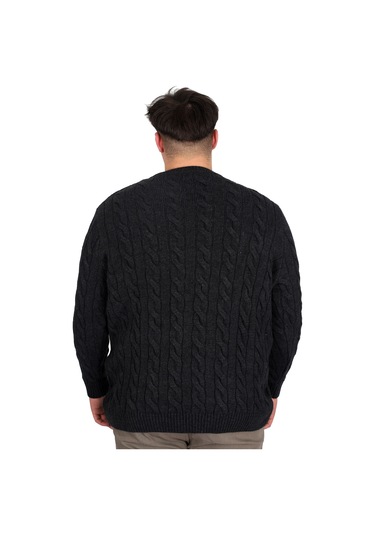 Mode Xl Büyük Beden Erkek Kazak Bisiklet Yaka Braıded 24211 Antrasit Antrasit