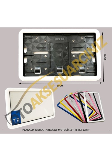 Plakalık Plastik Tak Kolay Motor Motosiklet Beyaz Çerçeveli 1 Ad