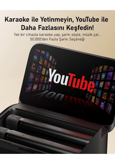 Ikarao Partybox Shell S3 80w Karaoke Bluetooth Hoparlör Seti, 7.1" Dahili Tablet, 2 Kablosuz Mikrofo