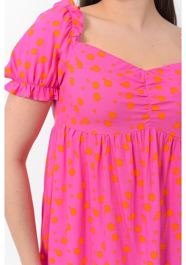 Kadın Yeni Sezon Yaka Ve Kolu Büzgü Detaylı Midi Boy Elbise 001