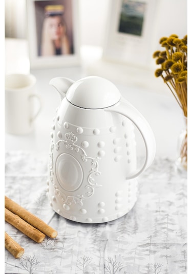 1 Lt Isı Yalıtımlı Çay Ve Soğuk Su Termosu Beyaz-6014
