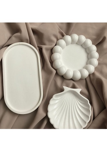 Dekoratif Tabak 3 Lü Oval & Baloncuk Set