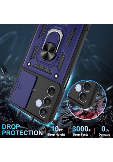 Samsung Galaxy A35 Uyumlu Kılıf Kamera Koruma Sürgülü Antishock Magnetic Yüzüklü Standlı Kapak