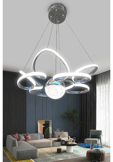 Kral Tacı Modern Sarkıt Led Avize Çok Renkli