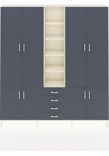 Arges Dolap 17 Raflı 4 Çekmeceli 8 Kapaklı 220x30x243 Aytaşı-antrasit/antrasit Antrasıt/antrasıt