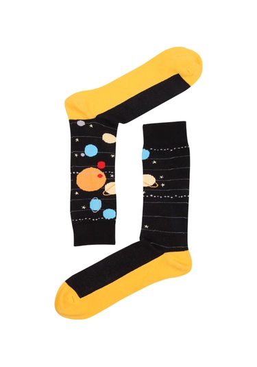 Gezegen Desenli Erkek Çorap - 15KDCR109E Yeşil