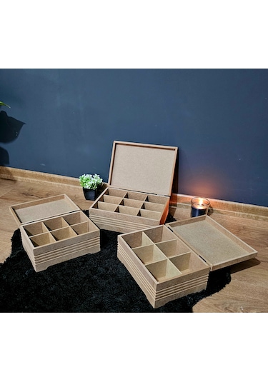 Ahşap Büyük-orta-küçük Boy 3 Lü Set Takı Saat Aksesuar Kutusu