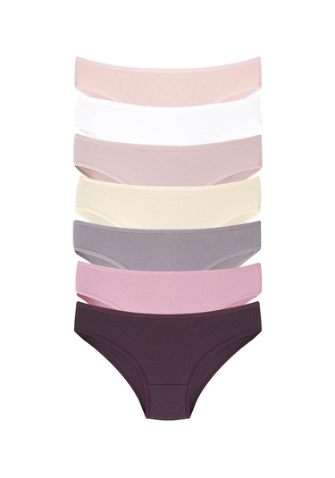 Kadın Renkli Külot 7'li Paket Pamuklu Likralı Esnek Ve Yumuşak Kumaş PEMB