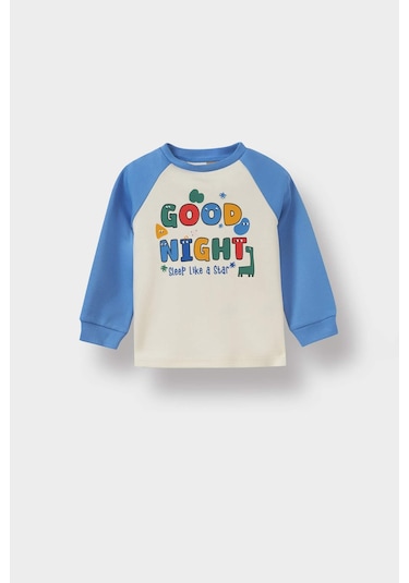 Defacto Erkek Bebek Pijama Takımı Baskılı Uzun Kollu Üst Uzun Alt F3581a525aube194 Mavi