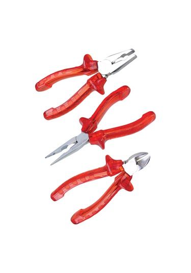 Yüksek Kalite Kırmızı Şeffaf Saplı No7 Pense Kargaburun Yankeski