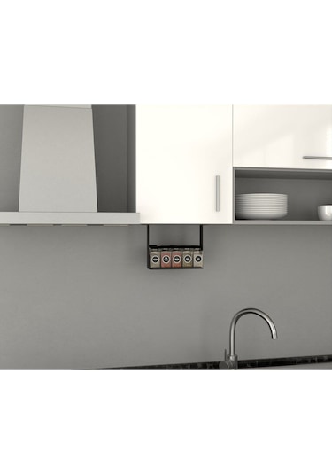 Aju Baharatlık Baharat Rafı, Mutfak Banyo Düzenleyici, Dolap Altı Monte Raf, Mutfak Rafı, Metal Raflık Siyah