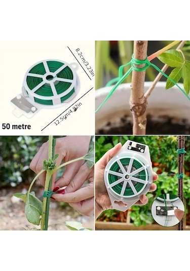 Bahçe Bitkileri İçin Kendinden Bıçaklı 50mt Kablo Sabitleme Teli