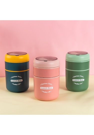 Porsima 66720 Çelik Yemek Termosu Lunch Box Yemek Kabı Yeşil 710m