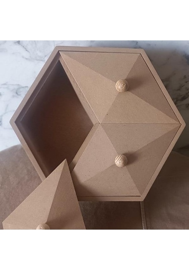 1448bng90251hobi Adn Piramit Kutu Dekoratif Ahşap Mdf Ham Cnc Kesim El Yapım
