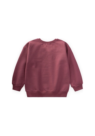 Cigit Çiçek Nakışlı Sweatshirt 2-7 Yaş Mürdüm Mürdüm
