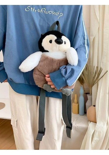 Vilange Omuzdan Askılı Pelüş Çocuk Oyuncak Sırt Çantası Penguen 202801639 Beyaz