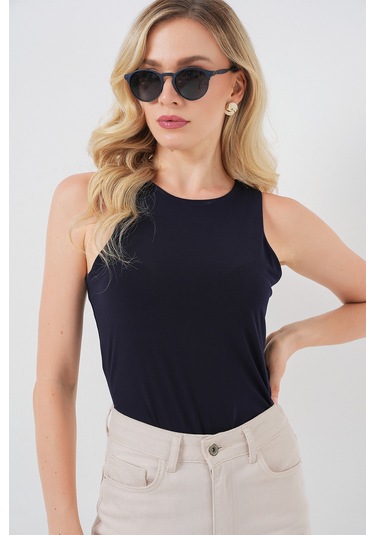 Bigdart Kadın Halter Yaka Çıtçıtlı Body 972 - Lacivert
