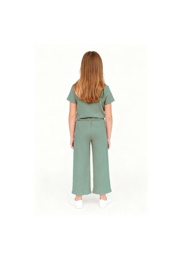 Kız Çocuk Pijama Altı Beli Lastikli Rahat Kalıp Yeşil