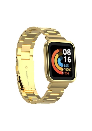 Xiaomi Redmi Watch Mi Watch Lite Uyumlu Krd-60 Metal Mkst Kordon-gold