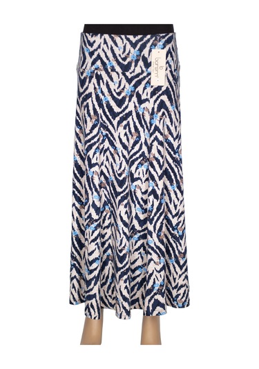 Barem Kadın Arzu Korsajlı 6 Parçalı Zebra Desen Çiçekli Lacivert Etek Lacivert