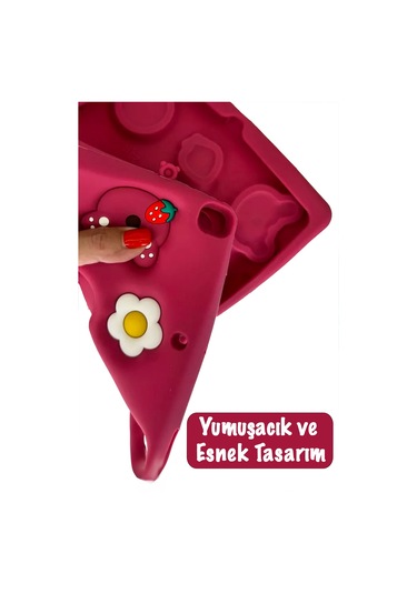 Apple Ipad 8. Ve 9. Nesil 10.2 Inç 2020 / 2021 Uyumlu Kedi Kılıf Standlı Eğlenceli Koruma Kırmızı