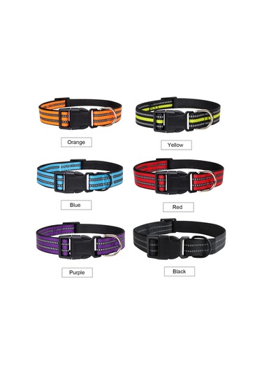 Geeroyoo Yansıtıcı Naylon Köpek Tasması - Ayarlanabilir Ve Rahat, Orta/büyük Boy Köpekler İçin Siyah