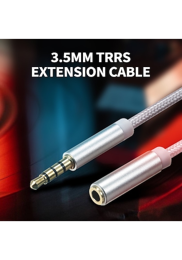 Maiyame 1.93m Gümüş 3.5mm Trrs Mikrofon Desteklı Ses Uzatma Kablosu - Telefon, Bilgisayar, Araç Ses Sistemi İçin Uyumlu