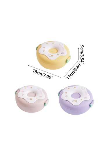 Folinda 3 Bölmeli Çocuk Mutfak Kutusu, Kaçırmazsız Kapaklı, Dayanıklı Plastik, Okul/piknik İçin, Tatlı Donut Desenli Mor