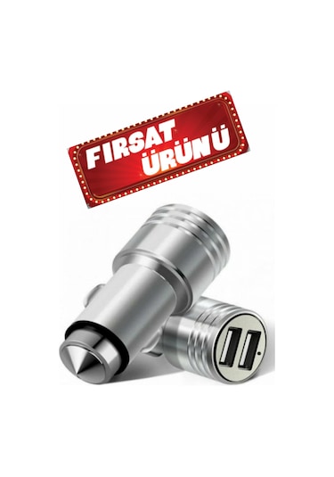 Çift Usb Araç Çakmaklık Telefon Şarj Başlığı Metal Aux Hızlı